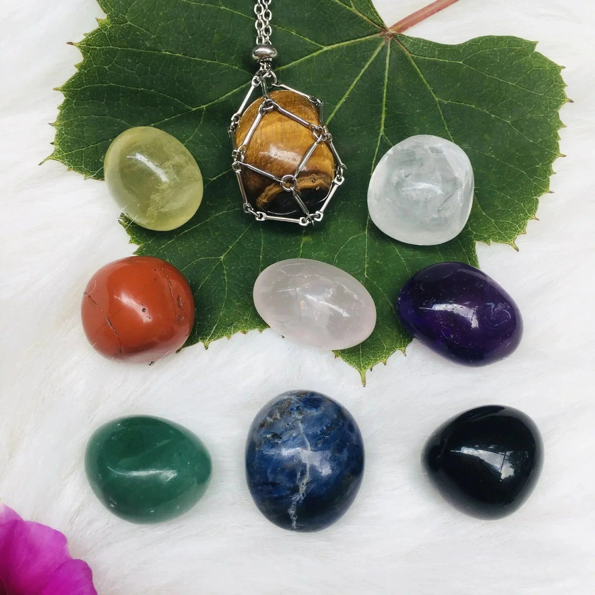 Gemstone Holder Necklace with Interchangeable Stone Pendant