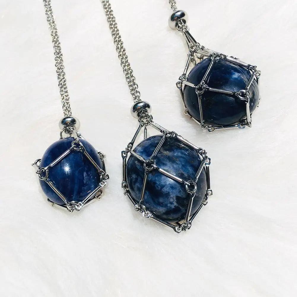 Gemstone Holder Necklace with Interchangeable Stone Pendant