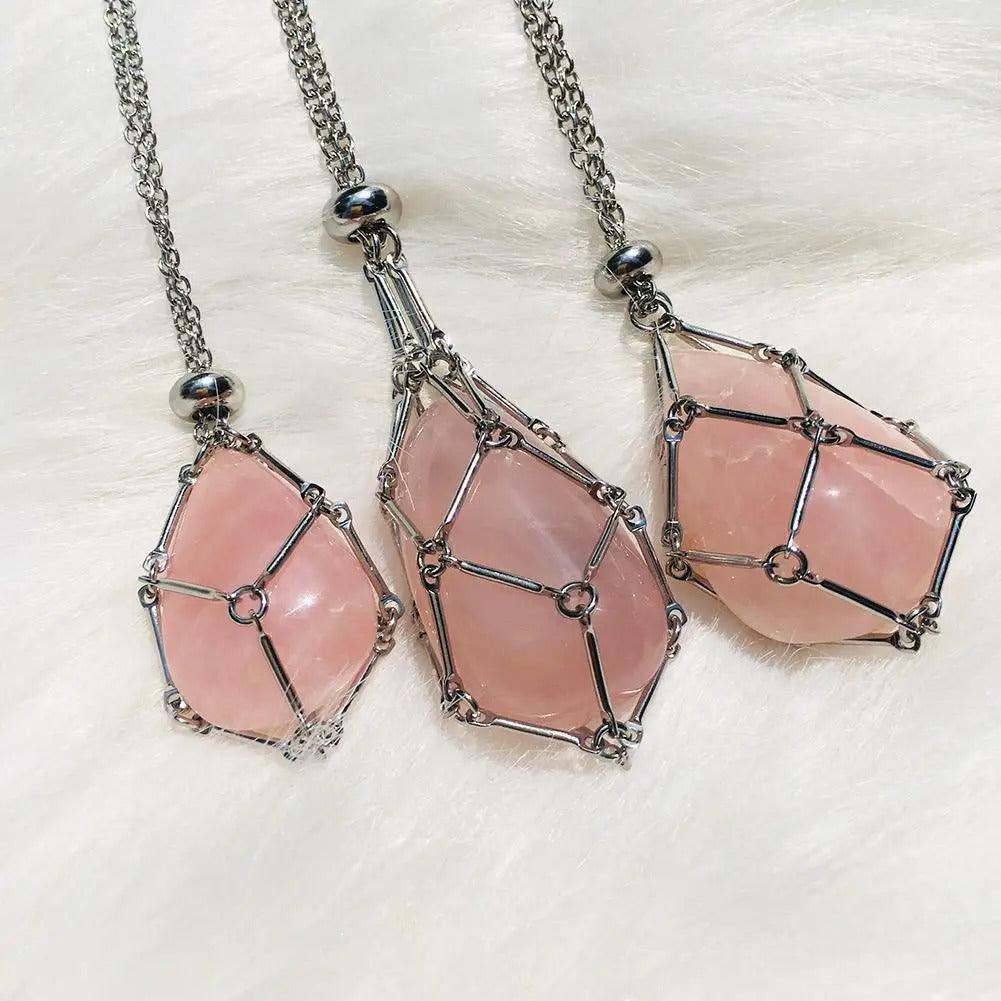 Gemstone Holder Necklace with Interchangeable Stone Pendant