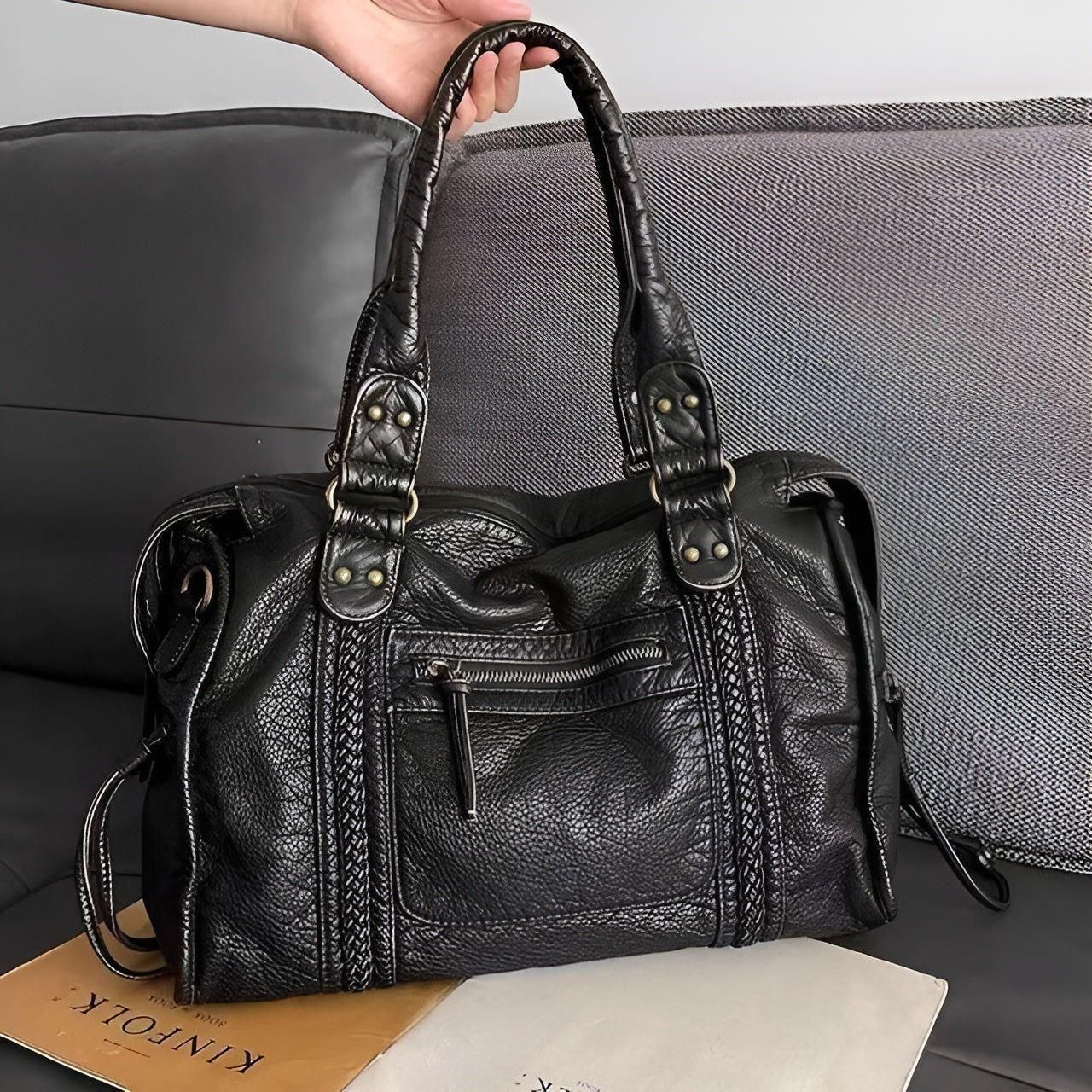 Genuine Leather Shoulder Bag Elegant Everyday Work Handbag