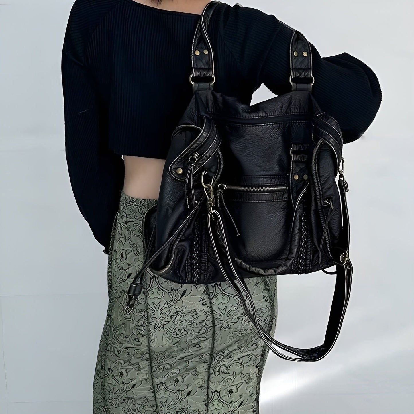Genuine Leather Shoulder Bag Elegant Everyday Work Handbag