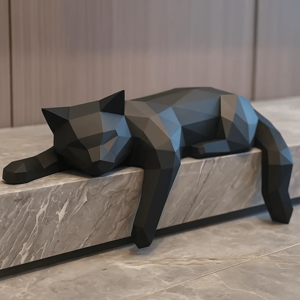 GeoCat Abstract Cat Sculpture with Modern Elegant Design for Stylish Home Decor