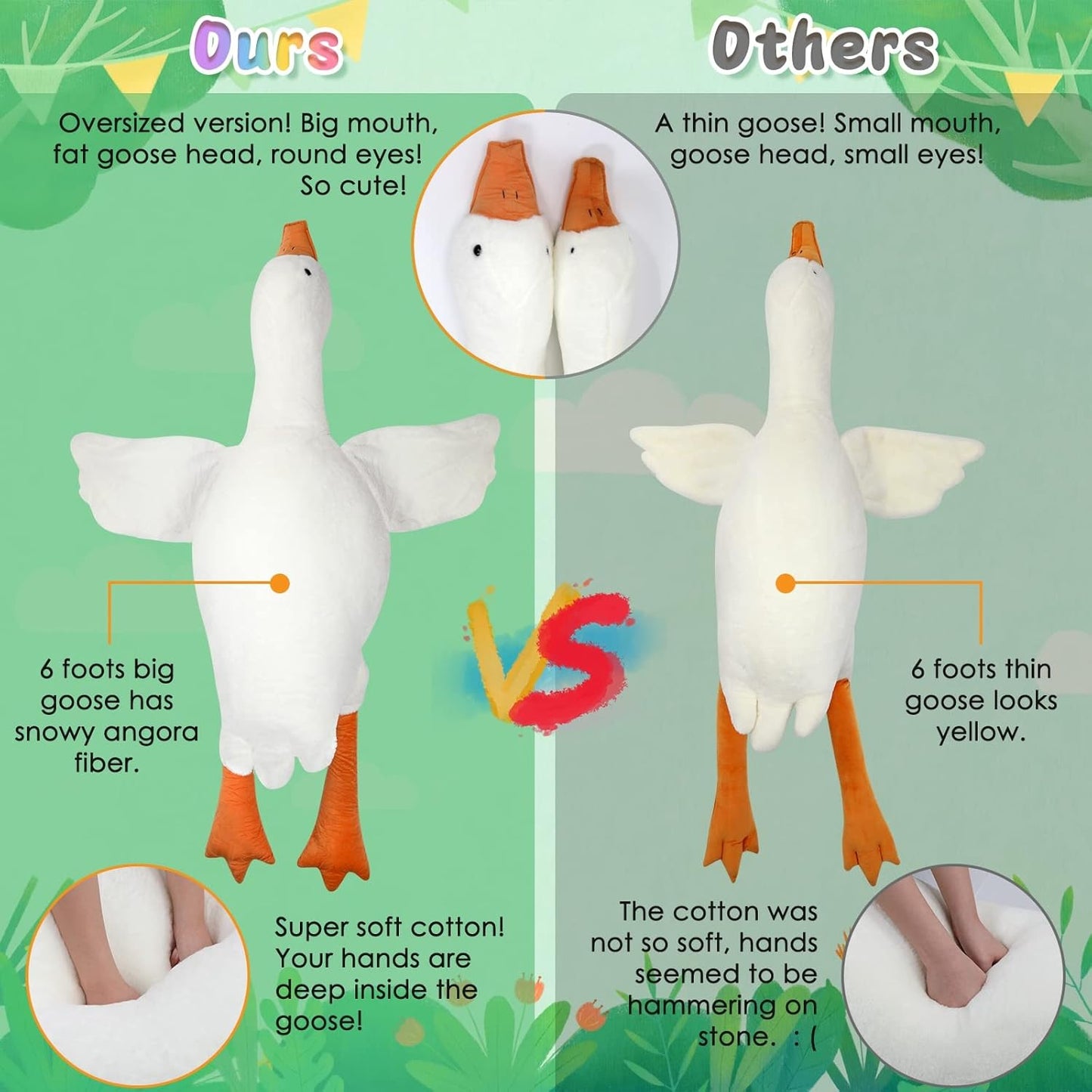 Giant Goose Plush Toy Soft Cuddly Pillow in Multiple Sizes