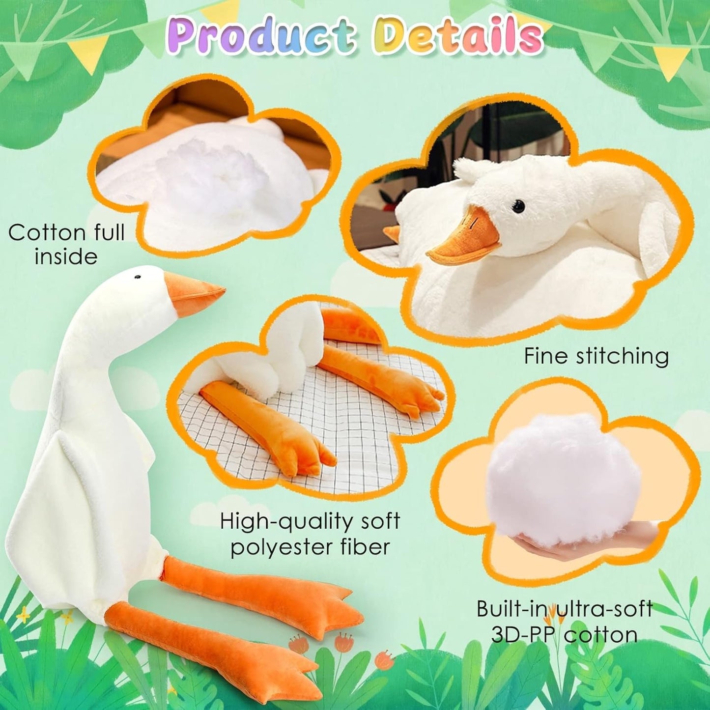 Giant Goose Plush Toy Soft Cuddly Pillow in Multiple Sizes