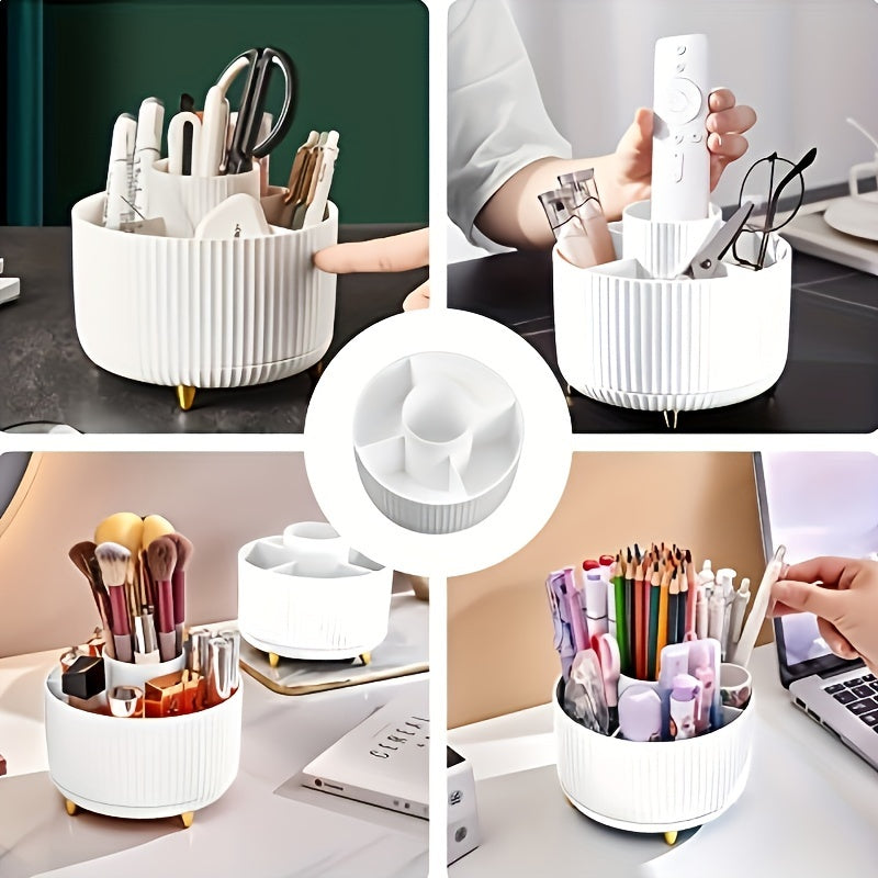GlamSpin 360 Rotating Makeup and Desk Organizer with 5 Compartments
