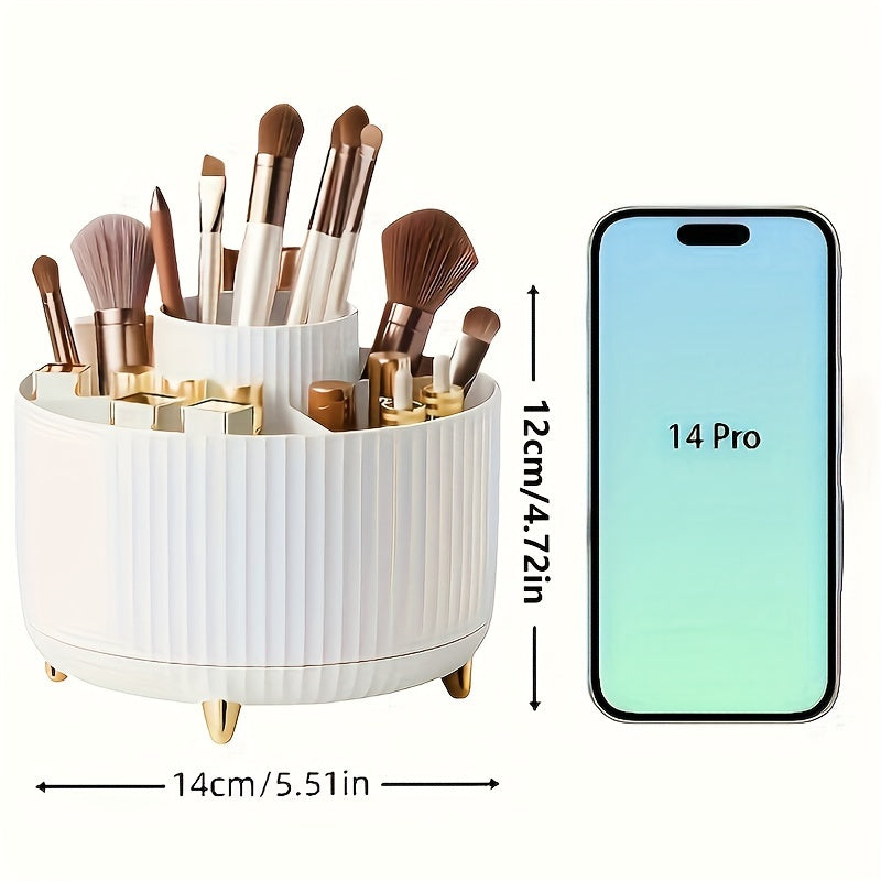 GlamSpin 360 Rotating Makeup and Desk Organizer with 5 Compartments