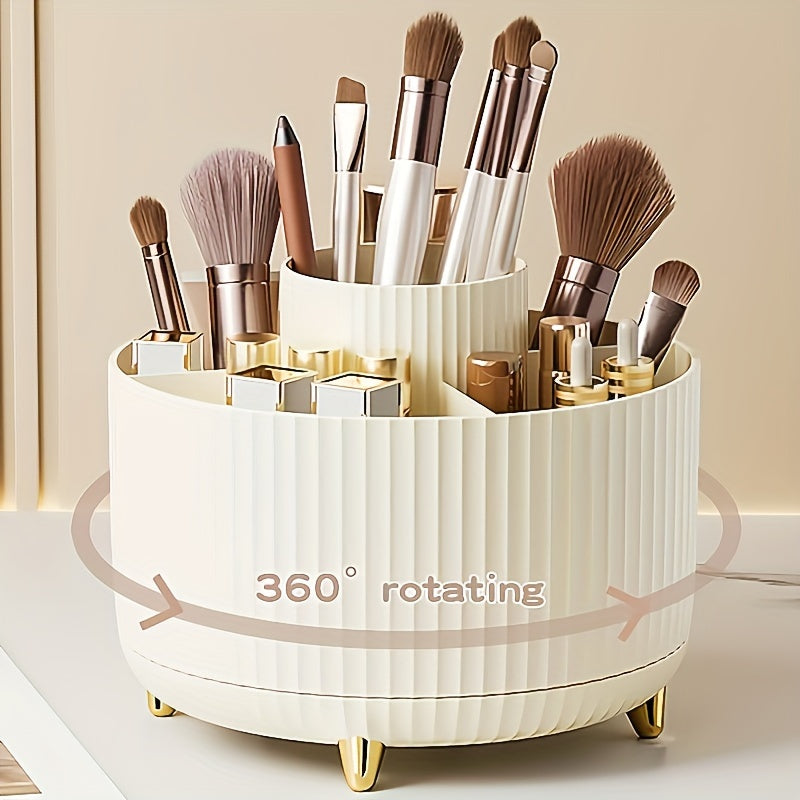 GlamSpin 360 Rotating Makeup and Desk Organizer with 5 Compartments