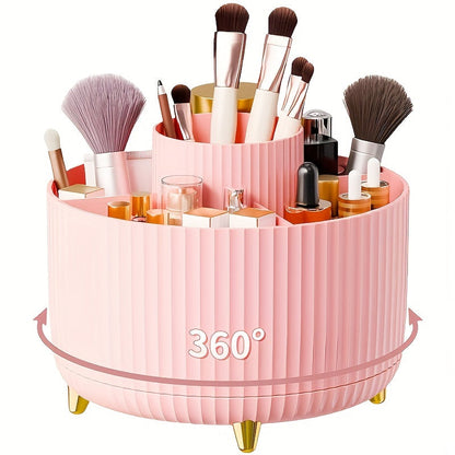 GlamSpin 360 Rotating Makeup and Desk Organizer with 5 Compartments