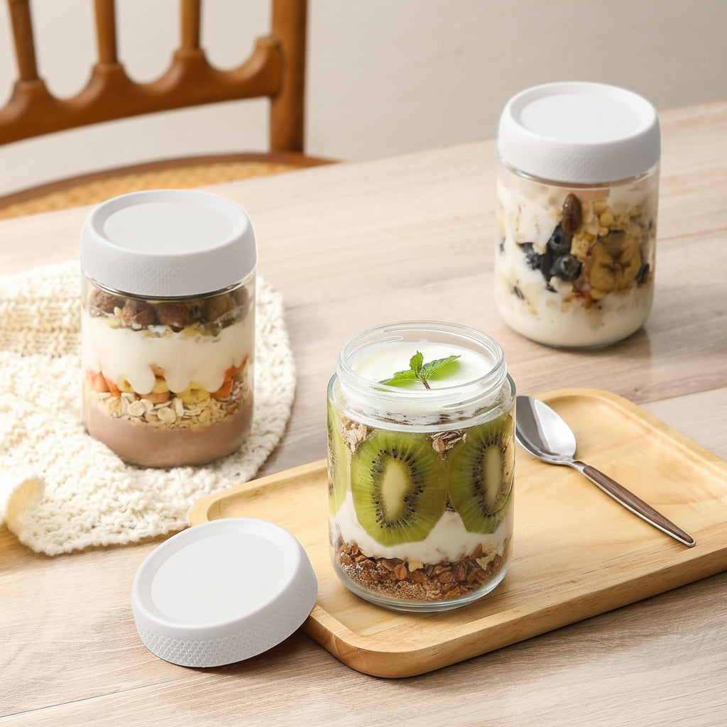 Glass Food Storage Jars 12oz Airtight Stackable Kitchen Container Set