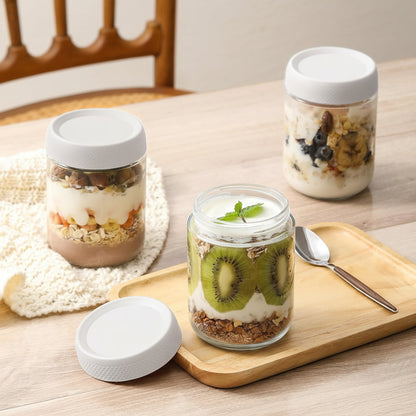 Glass Food Storage Jars 12oz Airtight Stackable Kitchen Container Set
