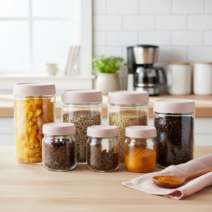 Glass Food Storage Jars 12oz Airtight Stackable Kitchen Container Set