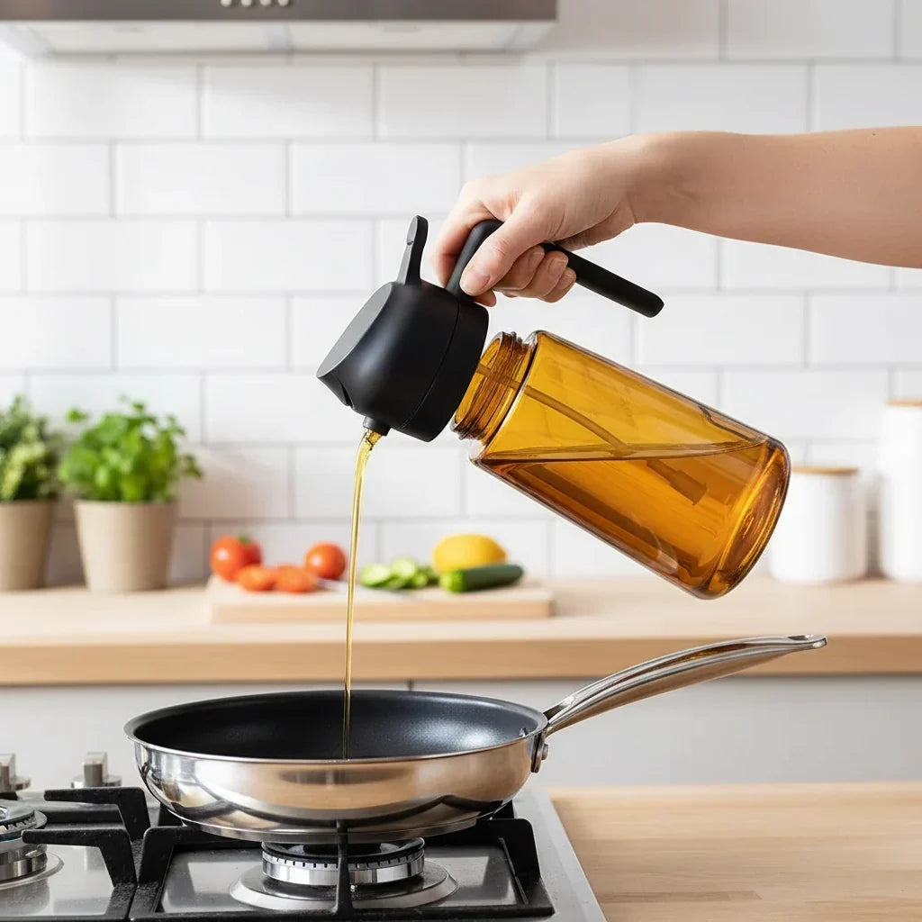 Glass Oil Dispenser Bottle with Spray Function