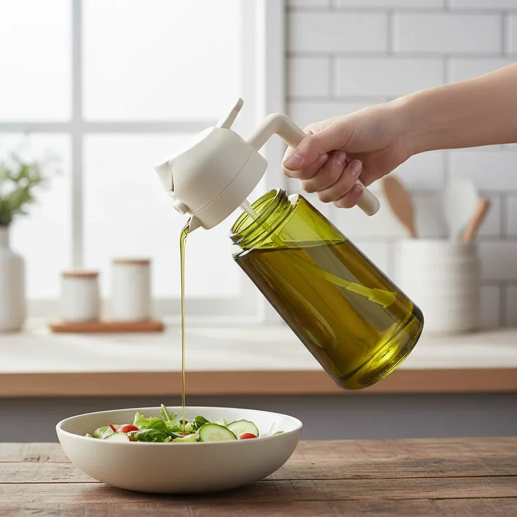 Glass Oil Dispenser Bottle with Spray Function