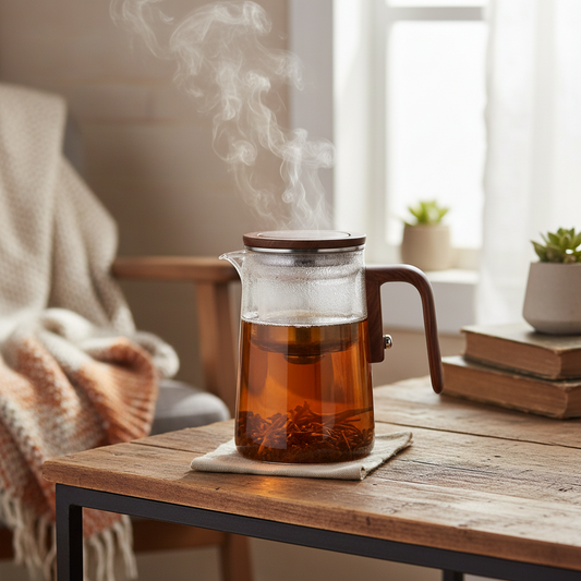 Teiera in vetro con infusore rimovibile in acciaio inox per tè sfuso