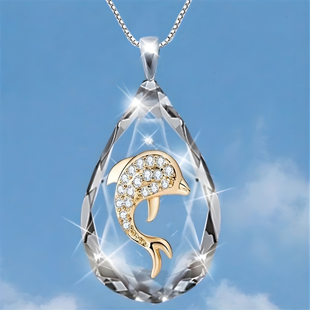 Collana con pendente in vetro a goccia in stile boho