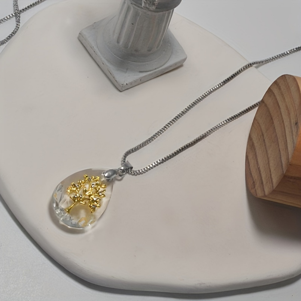 Collana con pendente in vetro a goccia in stile boho