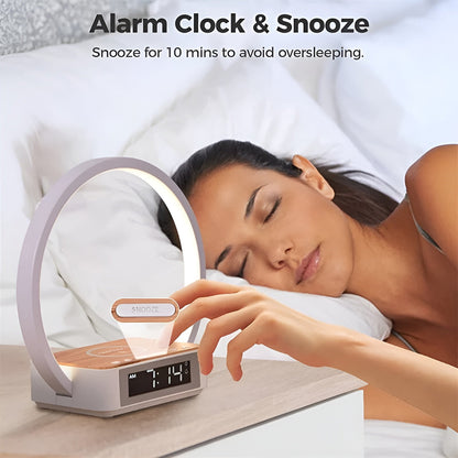 GlowMax 3 in 1 LED Table Lamp with Wireless Charger Alarm Clock Touch Control