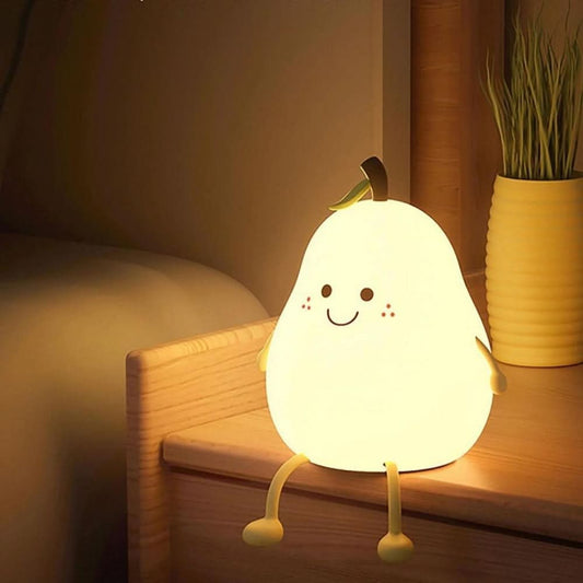 GlowPear Rechargeable Silicone Night Light for Kids with 7 Colours and 3 Brightness Levels