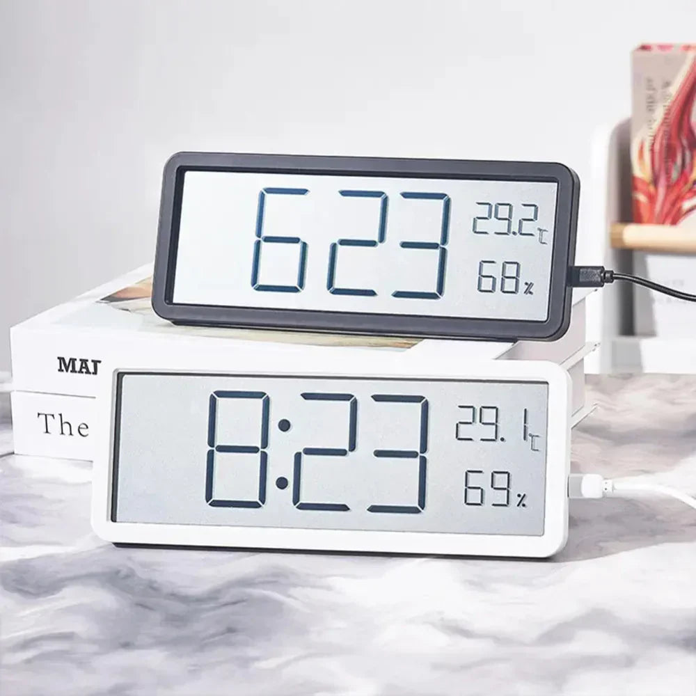 GlowTime Digital LED Wall Clock with Temperature and Humidity Display