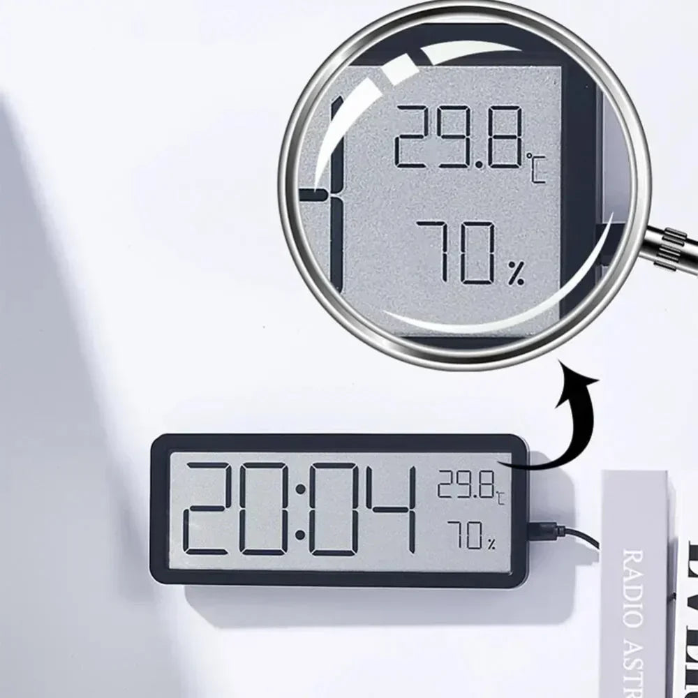 GlowTime Digital LED Wall Clock with Temperature and Humidity Display