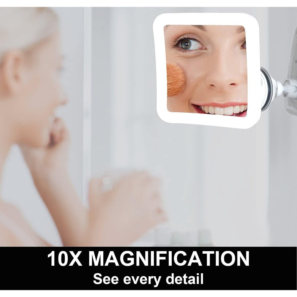 GlowView 10X LED Magnifying Mirror – Portable Makeup Mirror with Suction Mount