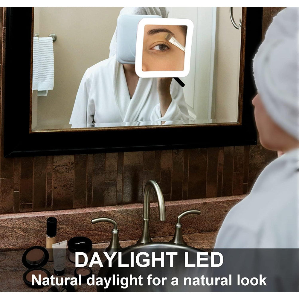 GlowView 10X LED Magnifying Mirror – Portable Makeup Mirror with Suction Mount