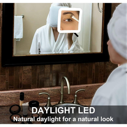 GlowView 10X LED Magnifying Mirror – Portable Makeup Mirror with Suction Mount