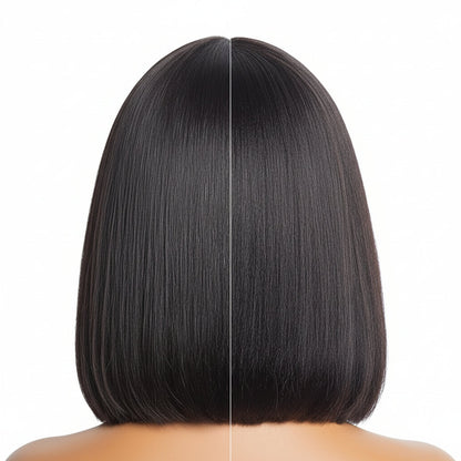 Glueless Human Hair Bob Wig Yaki Straight Lace Front Style