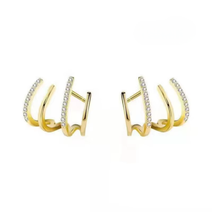 Gold Layered Hoop Earrings Minimalist Lightweight Jewelry