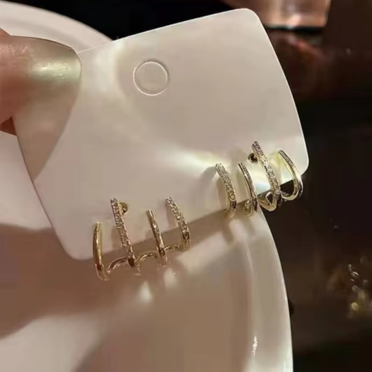 Orecchini a cerchio dorati a più strati, gioielli minimalisti leggeri