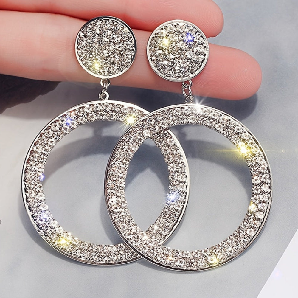Gold Rhinestone Statement Hoop Earrings