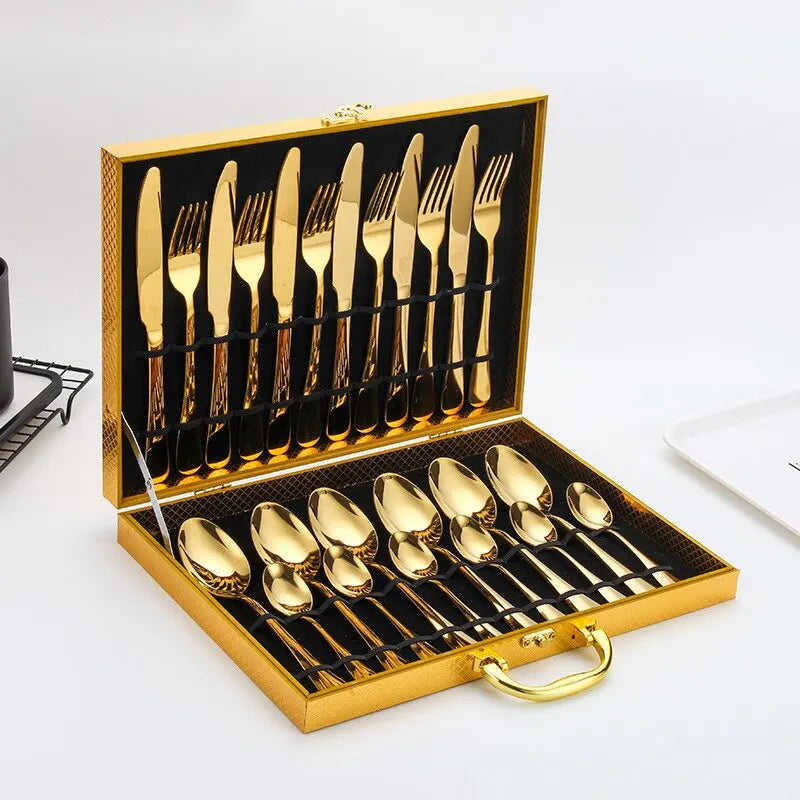 Golden Cutlery Set Stainless Steel Elegant Dining Set