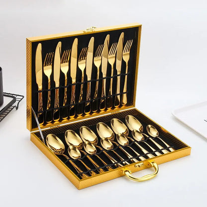 Golden Cutlery Set Stainless Steel Elegant Dining Set
