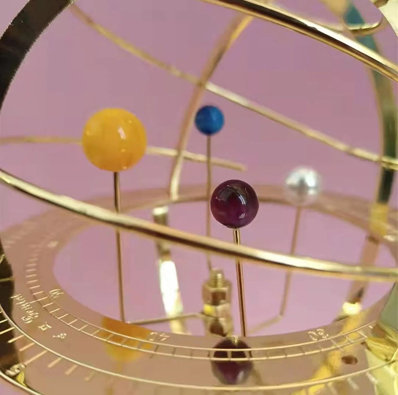 Grand Orrery Solar System Model Handcrafted Brass Planet Display