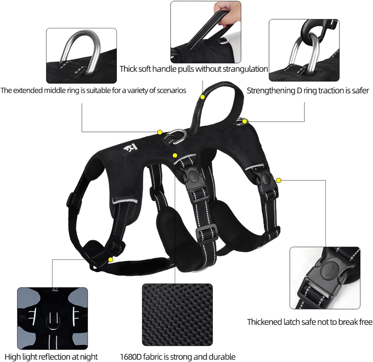GripGuard Reflective No Pull Dog Harness with Adjustable Secure Fit