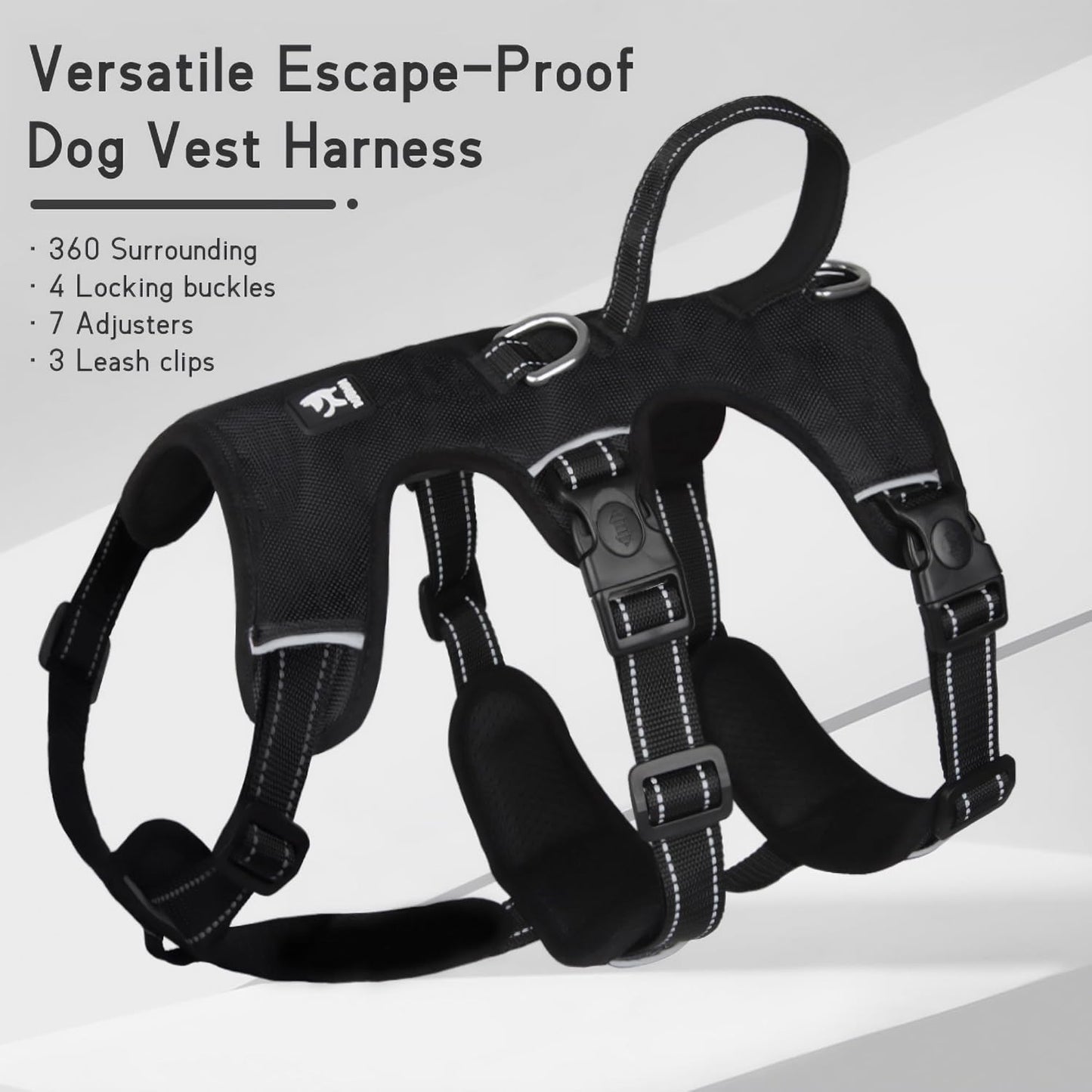 GripGuard Reflective No Pull Dog Harness with Adjustable Secure Fit