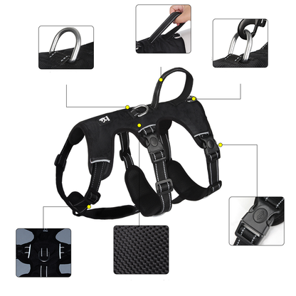 GripGuard Reflective No Pull Dog Harness with Adjustable Secure Fit