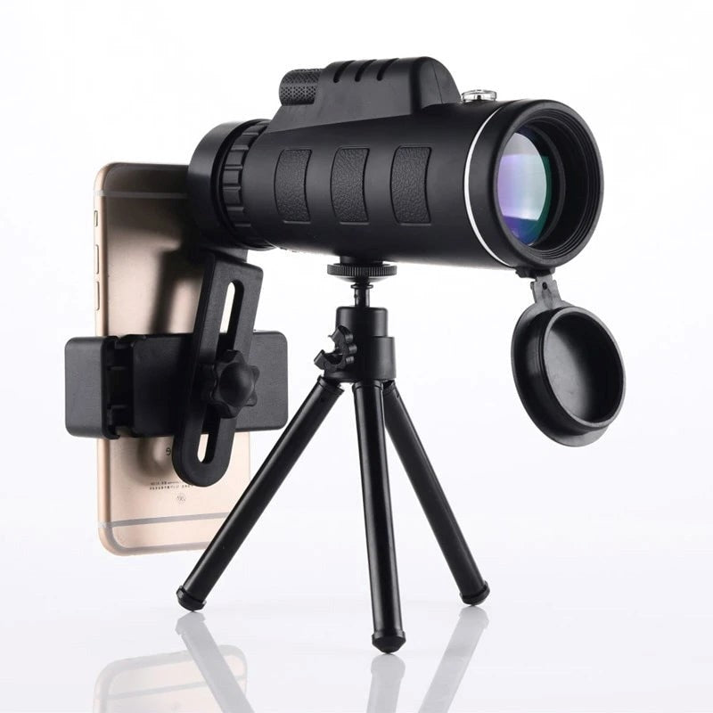 HD Monocular Telescope with Smartphone Holder and Tripod for Outdoor Viewing