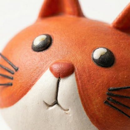 Handmade Ceramic Cat Flower Vase with Enamel Glaze