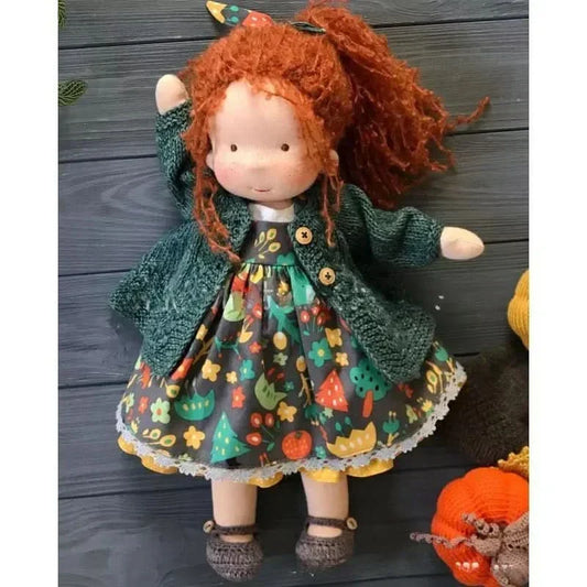 Handmade Cotton Plush Doll with Waldorf-Inspired Design and Keepsake Box