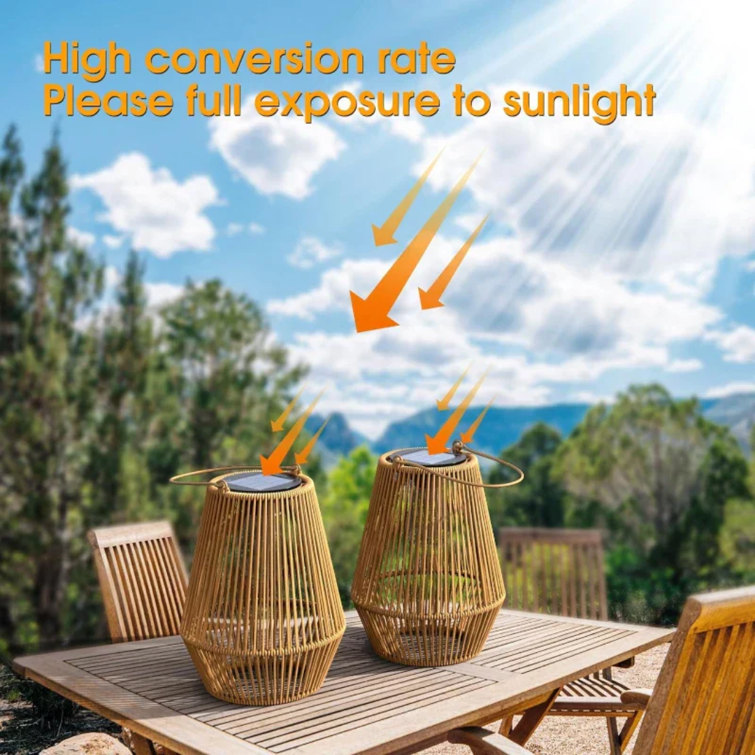 Handwoven Solar Garden Lantern with Waterproof LED Outdoor Lighting
