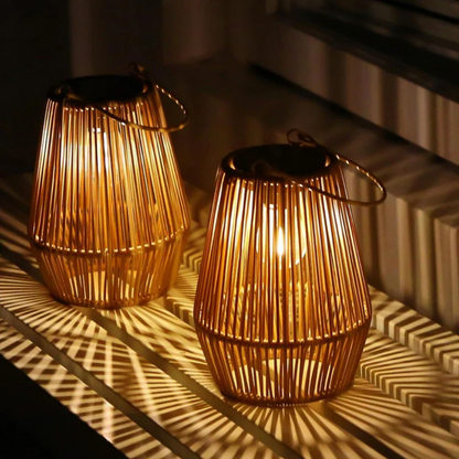 Handwoven Solar Garden Lantern with Waterproof LED Outdoor Lighting