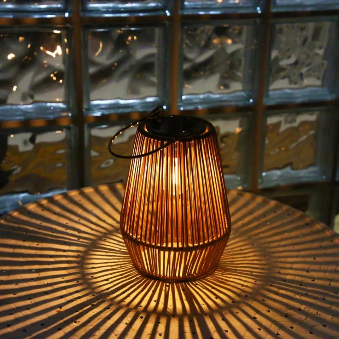 Handwoven Solar Garden Lantern with Waterproof LED Outdoor Lighting
