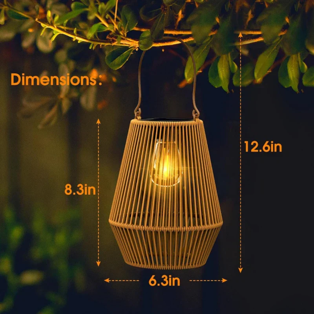Handwoven Solar Garden Lantern with Waterproof LED Outdoor Lighting