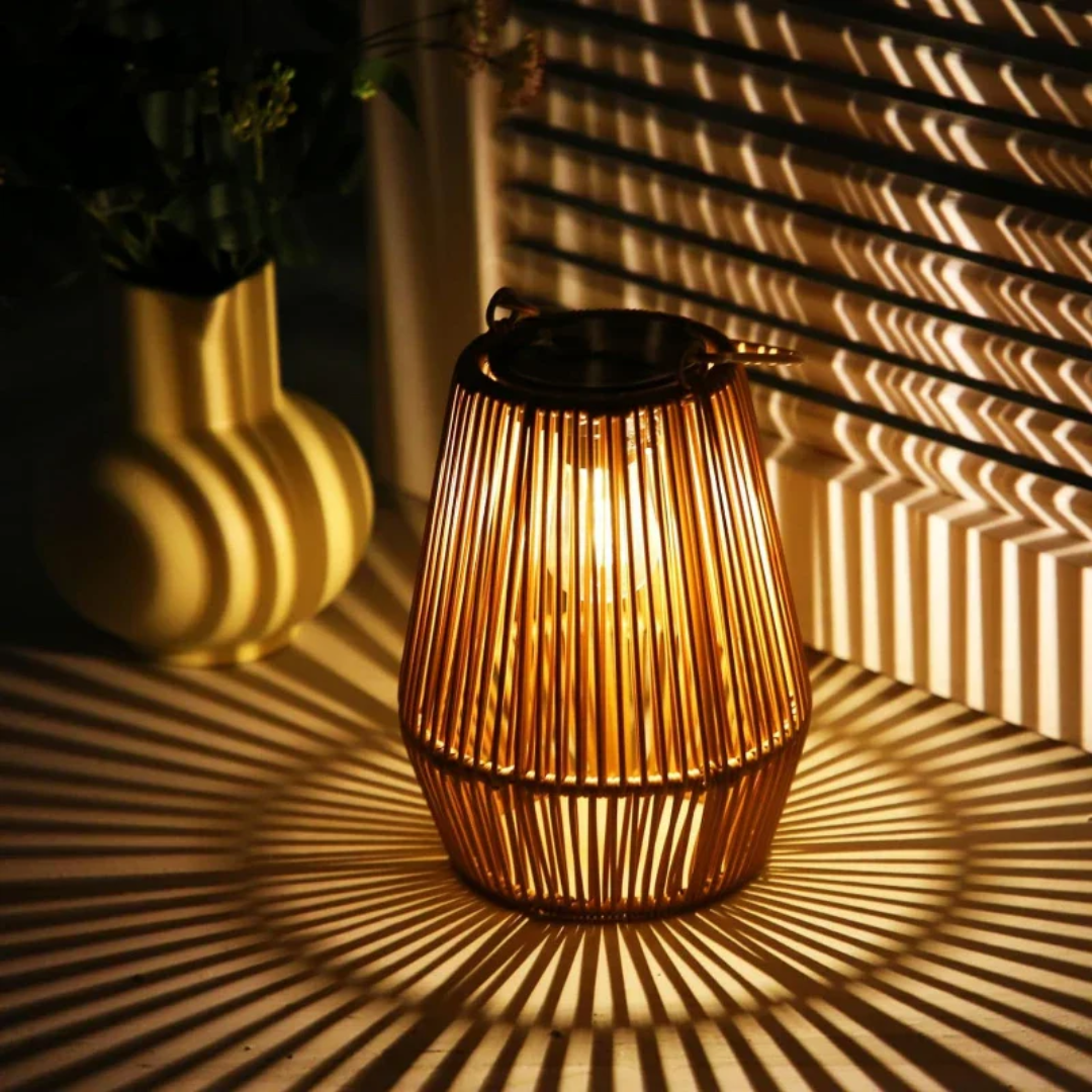 Handwoven Solar Garden Lantern with Waterproof LED Outdoor Lighting