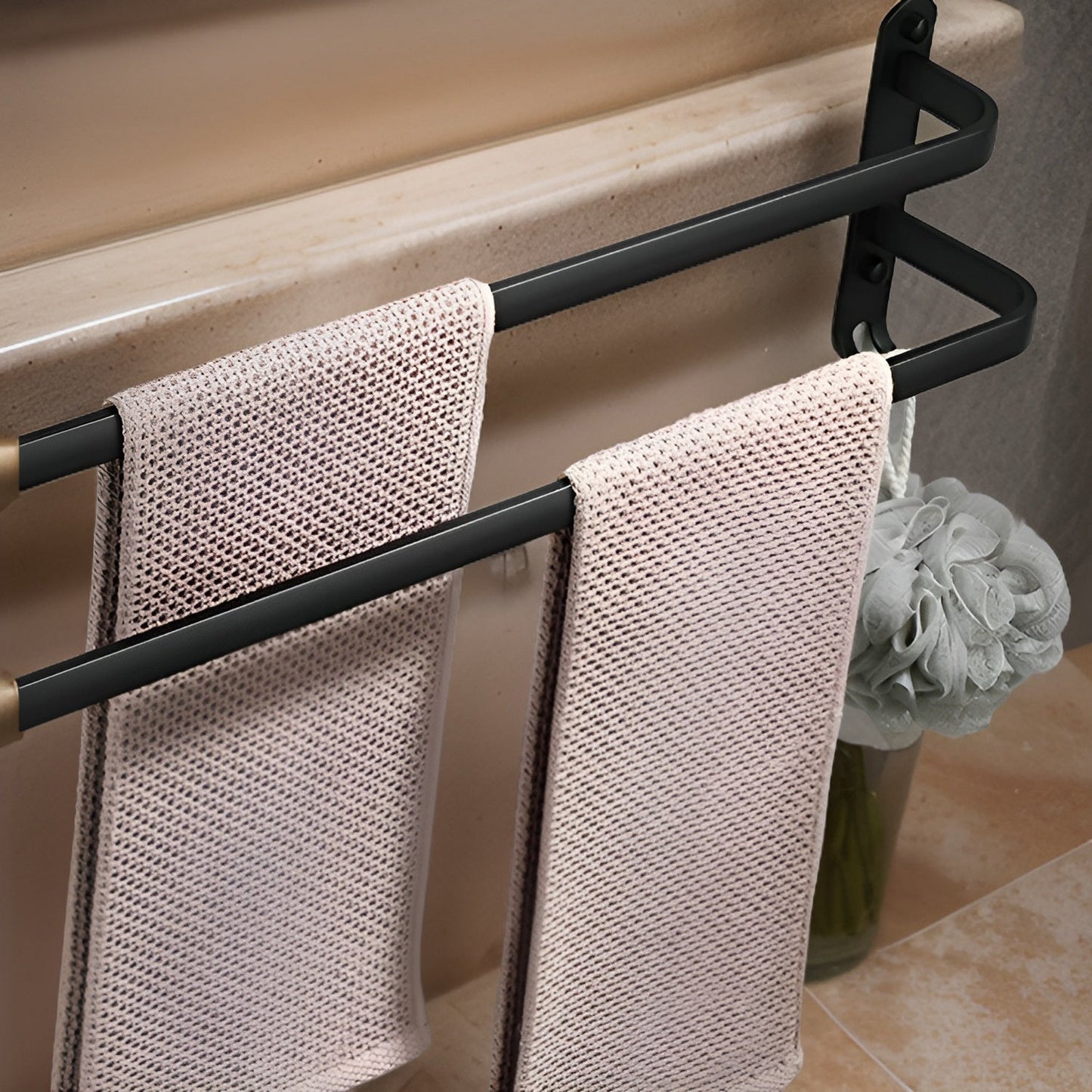 HangEase 3 Tier Wall Mounted Towel Holder in Matte Black