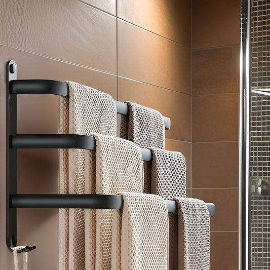 HangEase 3 Tier Wall Mounted Towel Holder in Matte Black