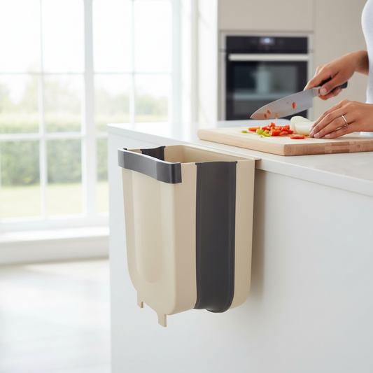Pattumiera da cucina pieghevole sospesa per anta dell'armadietto contenitore per rifiuti in plastica
