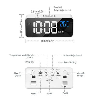Harmonix Smart LED Alarm Clock with Music and Temperature Display