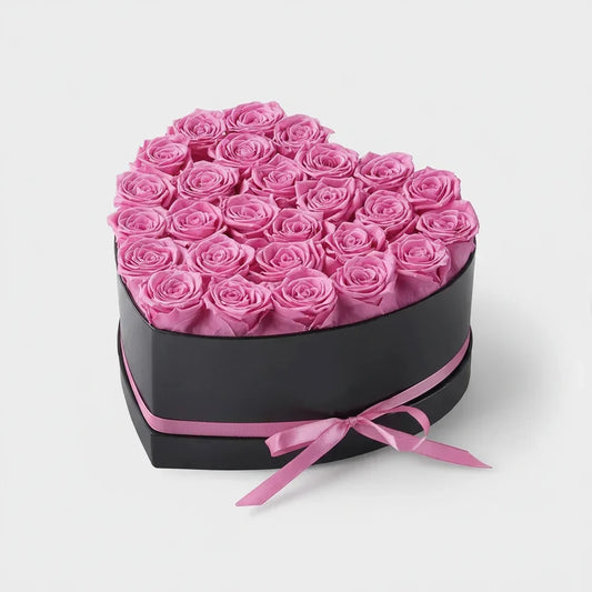 Rosa artificiale a forma di cuore in scatola, decorazione floreale regalo